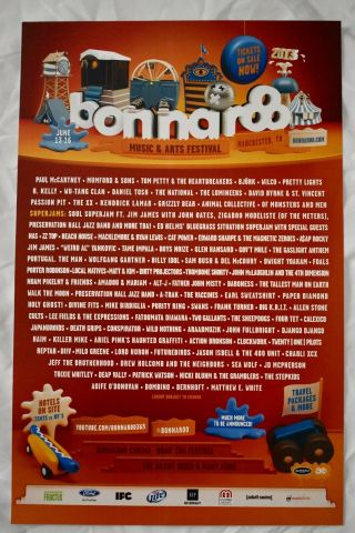 Bonnaroo 2013 Poster - Event Lineup - Paul Mccartney,  Tom Petty,  Wilco,  Et Al.