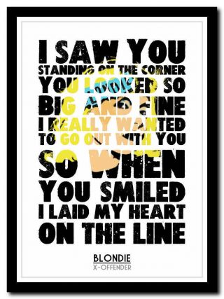 Blondie - X - Offender - Song Lyric Poster Typography Art Print - 4 Sizes