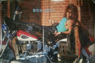 1989 Jon Bon Jovi Harley Davidson Funky Poster.
