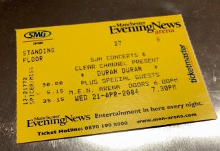 Duran Duran Ticket Stub - Manchester Arena 21/04/2004 - Rare Concert Memorabilia