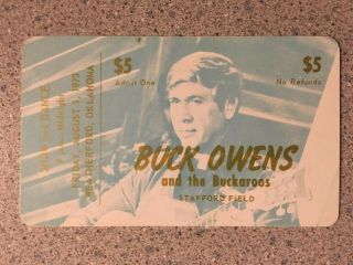 Buck Owens & The Buckaroos 1973 Concert Ticket Weatherford,  Oklahoma
