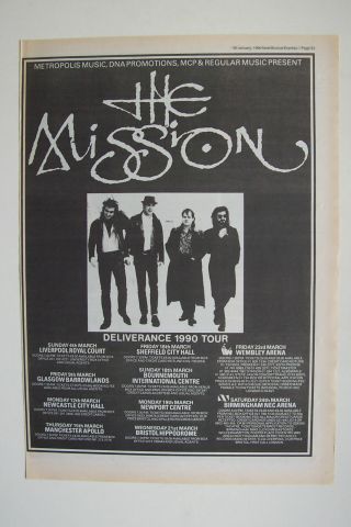 1990 - The Mission - Uk Tour Dates - Press Advertisment - Poster Size