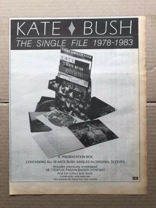 Kate Bush Single File 1978 - 1983 Memorabilia Oiginal Music Press Advert From 1984