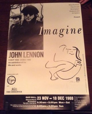 John Lennon Estate Imagine Exhibition Poster From 1988 Rare