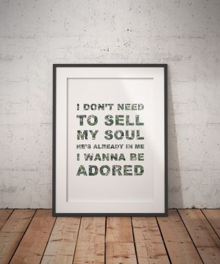 Stone Roses Quote Tribute Typography Art Print Poster I Wanna Be Adored