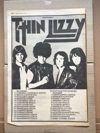 Thin Lizzy November/december 1981 Tour Poster Sized Music Press Advert