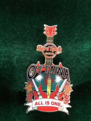 Hard Rock Cafe Pin Ottawa City Tee Guitar Red Guitars W Peace Tower In Center