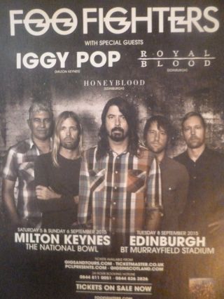 Foo Fighters 2015 Uk Tour (iggy Pop,  Royal Blood) - Mini Press Poster