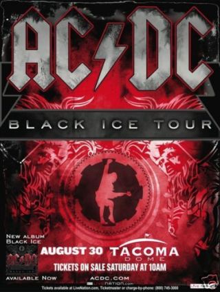 Ac - Dc " Black Ice Tour " 2009 Seattle - Tacoma Concert Poster - Oz Heavy Metal Rock