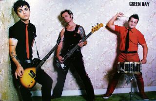 Green Day " Group Standing Against Wall " Poster From Asia - U.  S.  Punk Rock Music