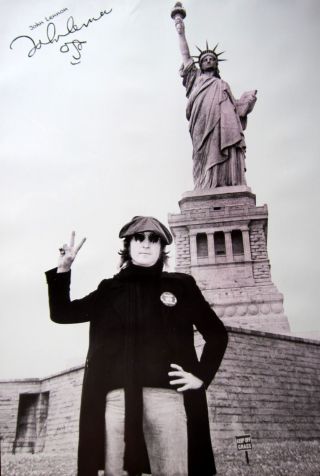 John Lennon " Peace Sign By Statue Of Liberty " Poster From Asia - Rock,  The Beatles