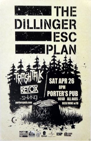 The Dillinger Escape Plan 2014 San Diego Concert Tour Poster - Mathcore Music