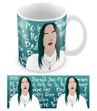 Billie Eilish Mug Printed With Song Titles Bad Guy Ceramic 10oz Printed Cup Mug