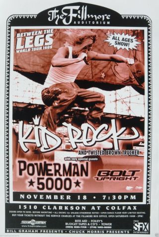 Kid Rock / Powerman 5000 1999 Denver Concert Tour Poster - Southern Rap Rock Music