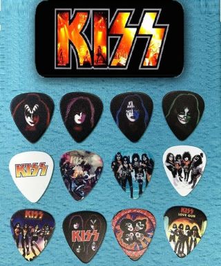 Kiss Guitar Pick Tin Includes Set Of 12 Guitar Picks