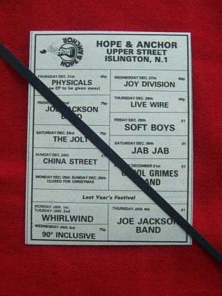 Joy Division Ian Curtis 1978 Vintage Advert Hope And Anchor London Gig