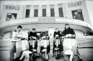 Oasis " Band Sitting On Scooter By Earl 