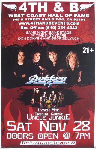 Dokken /lynch Mob 2009 San Diego Concert Tour Poster - L.  A.  Heavy Metal Veterans