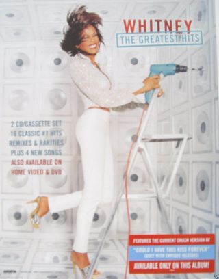 Whitney Houston " Greatest Hits " U.  S.  Promo Poster - Whitney Smiling With Drill