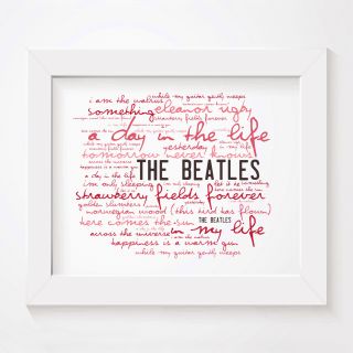 `zephyr` The Beatles Art Print Typography Album Song Lyrics Signed Wall Poster