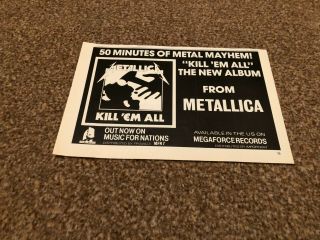 (bebk16) Advert/poster 5x8 " Metallica : Kill Em 