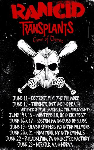 Rancid / Transplants / Crown Of Thornz 2013 North American Concert Tour Poster