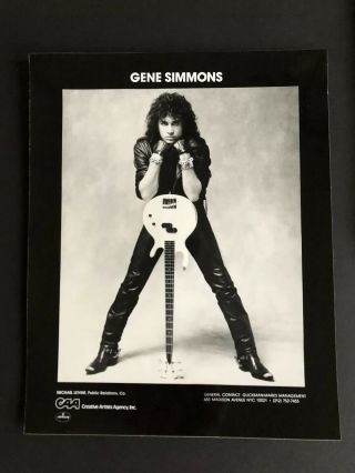 1987 Kiss Gene Simmons 8x10” Press Kit Photo Caa Glickman Mgmt Mercury Records