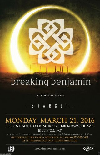 Breaking Benjamin/starset 2016 Montana Concert Tour Poster - Hard Rock,  Post - Grunge