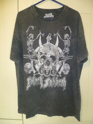 Black Sabbath - 2015 Vintage " 666 " Grey Motled Effect T - Shirt (m)
