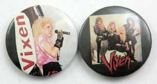 Vixen Button Badges 2 X Vintage Vixen Pin Badges Janet Gardner