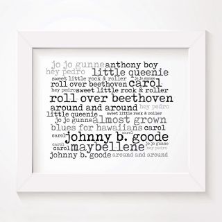 `56 Continental Chuck Berry Art Print Typography Song Lyrics Signed Wall Poster