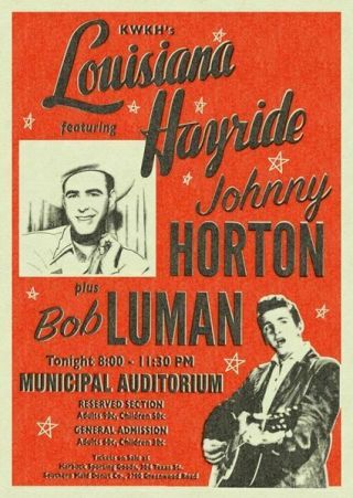 Johnny Horton / Bob Luman Louisiana Hayride Rockabilly Poster/print A3