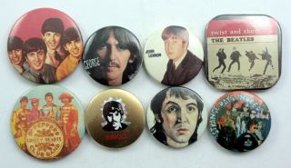 The Beatles Badges 8 X Vintage Pin Badges John Paul George Ringo