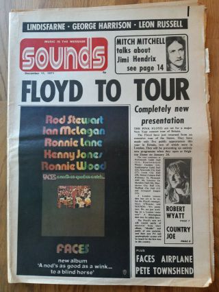Sounds Music Newspaper December 11th 1971 Pink Floyd To Tour