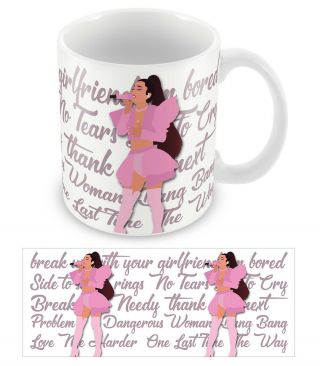 Ariana Grande Mug Printed With Song Titles Ceramic 10oz Printed Cup Mug