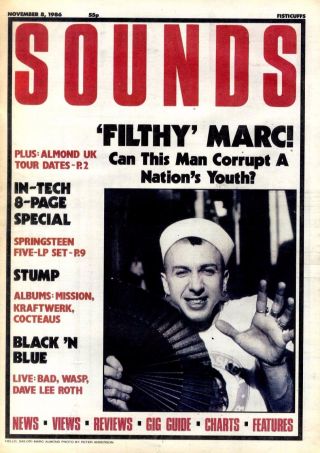 8/11/86p01 Sounds Newspaper Cover Page : Marc Almond