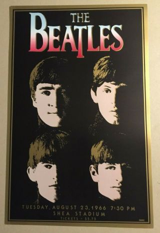 Rare 20 " X 13 " The Beatles Shea Stadium Concert Poster Print 1966 1980 