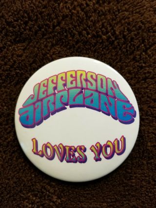 Jefferson Airplane Loves You Promo Button Pin Rare Vintage