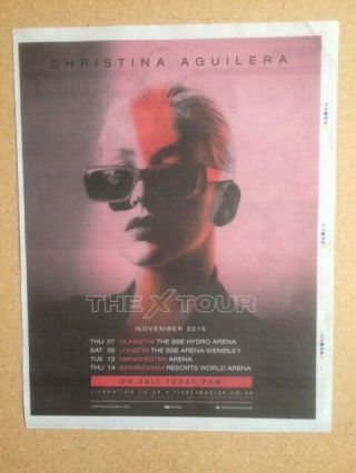 Christina Aguilera Newspaper " The X Tour 2019 " Advert / Poster