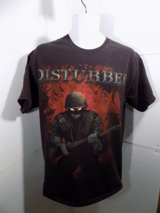 Disturbed Graphic T Shirt Black 100 Cotton Size Large