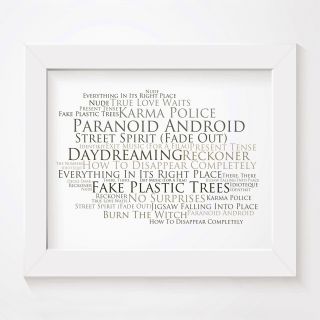 `platinum` Radiohead Art Print Typography Song Lyrics Signed Numbered Poster