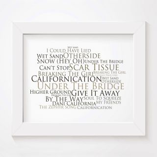 `platinum` Red Hot Chili Peppers Art Print Typography Song Lyrics Signed Poster