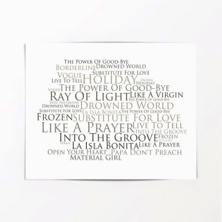 `Platinum` MADONNA Art Print Typography Song Lyrics Signed & Numbered Poster 2