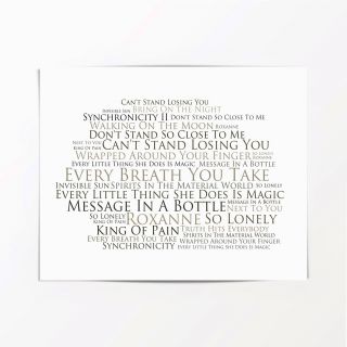 `Platinum` THE POLICE Art Print Typography Song Lyrics Signed & Numbered Poster 2