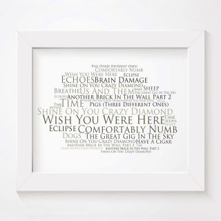 `platinum` Pink Floyd Art Print Typography Song Lyrics Signed Numbered Poster