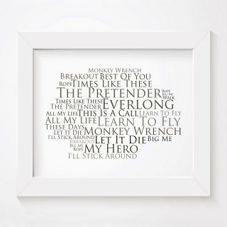 `platinum` Foo Fighters Art Print Typography Song Lyrics Signed Numbered Poster