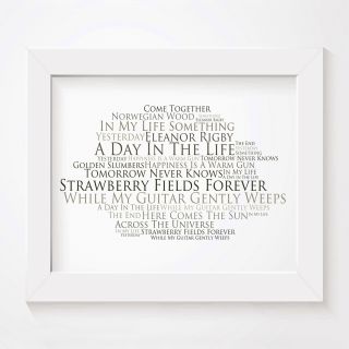 `platinum` The Beatles Art Print Typography Song Lyrics Signed Mini Poster