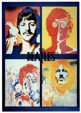 The Beatles - Four Faces Psychedelic Poster - 24 In X 36 In - Wrapped