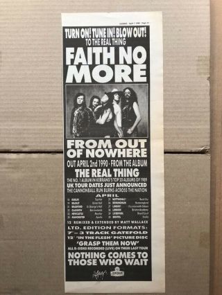 Faith No More From Out Of Nowhere Memorabilia Music Press Advert From 1