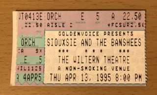 1995 Siouxsie And The Banshees Hollywood Concert Ticket Stub The Rapture Tour